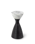 Ellory Leather And Stone Side Table Small Black