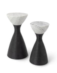 Ellory Leather And Stone Side Table Small Black