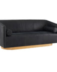 Huxley Sofa Noir Leather White Oyster